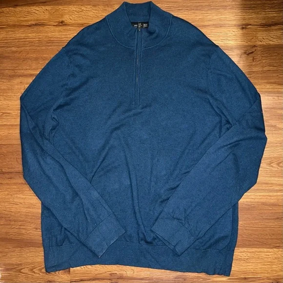 Banana Republic Blue Half Zip Pima Cotton Cashmere Sweater XL - Picture 1 of 6